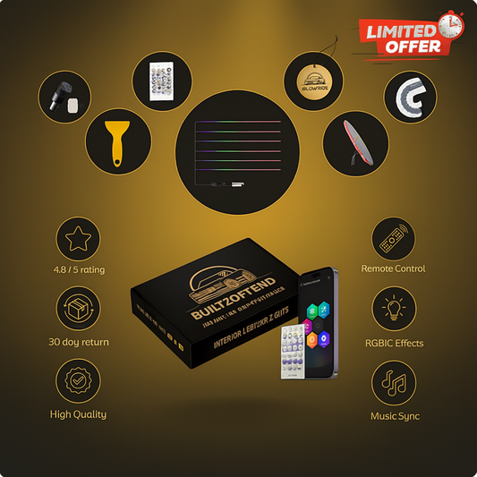 Built2Offend™ GloRide Interior LED Strip – RGBIC Interior Glow, App+Remote, Music‑Sync, Universal Fit
