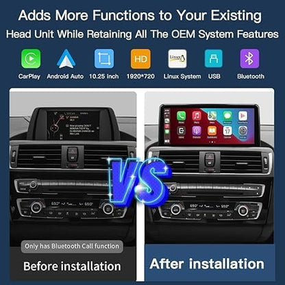 10.25 Inch Touchscreen Wireless CarPlay/Andriod Auto for 2012-2016 BMW 3/4/M3/M4 Series with NBT System Chassis designations: F30/F31/F34/F32/F33/F36/F80/F82/F83 Models