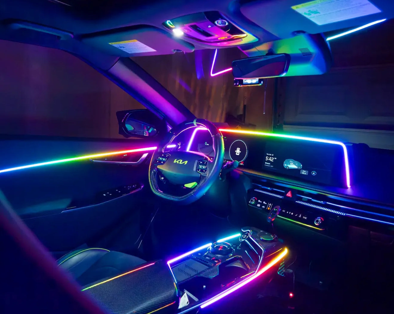 Built2Offend™ GloRide Interior LED Strip – RGBIC Interior Glow, App+Remote, Music‑Sync, Universal Fit