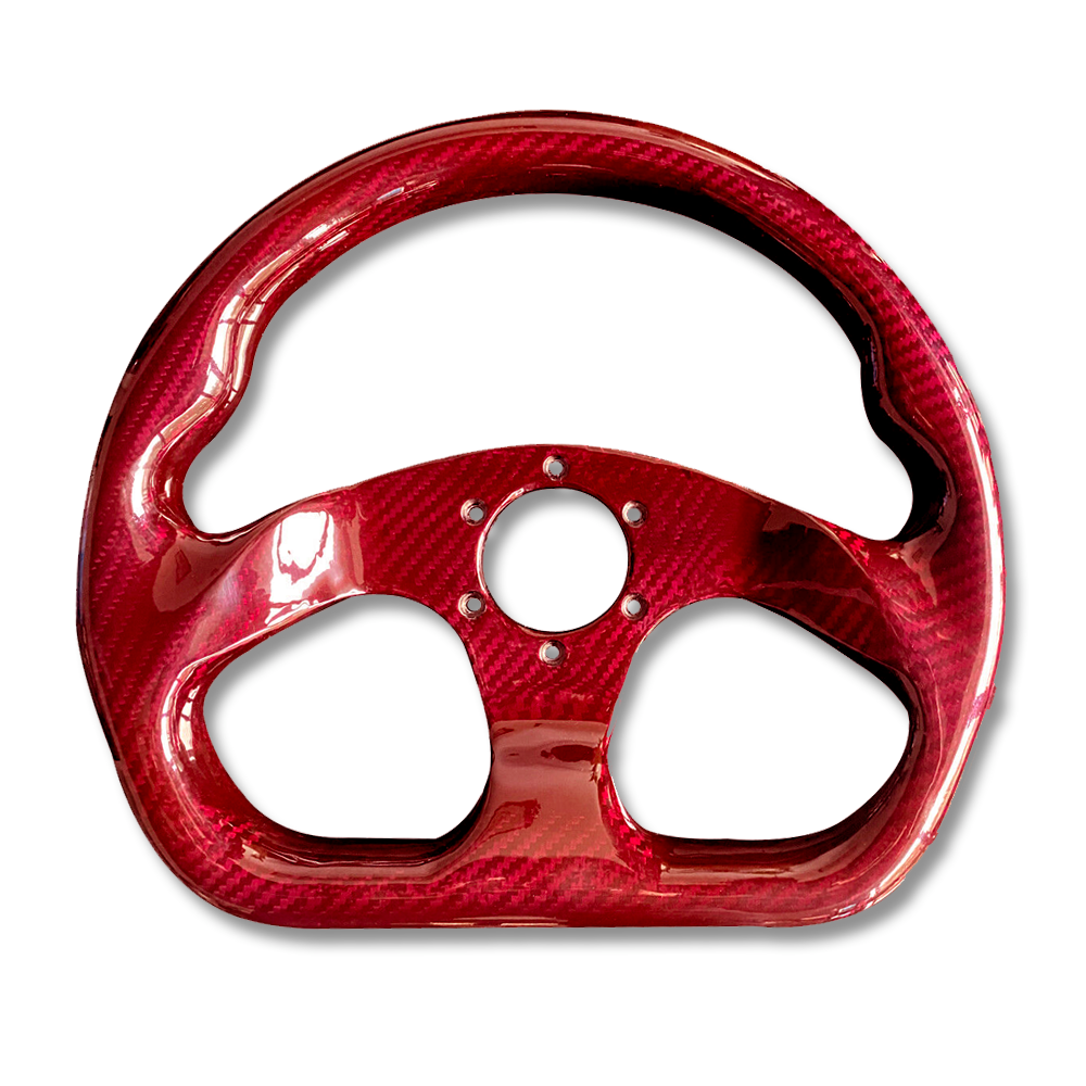 Period Red Flat Bottom Carbon Steering Wheel