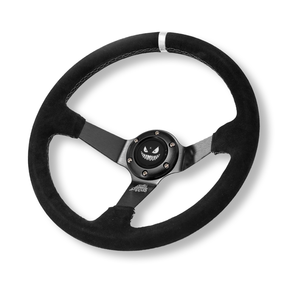 Suede + White Stitch Steering Wheel